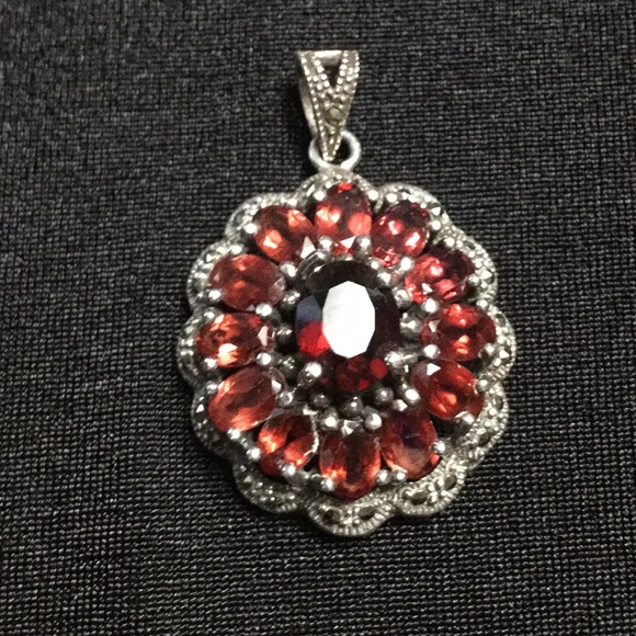 Custom Jewelry - Ornate Garnet and 925 Silver Pendant Custom Jewelry - Ornate Garnet and 925 Silver Pendant